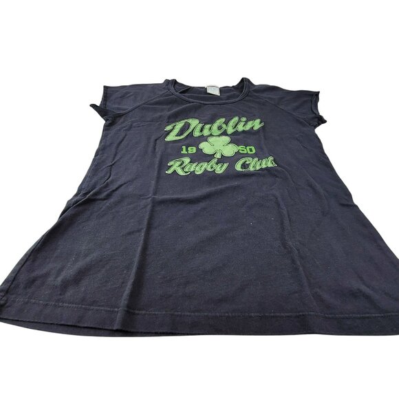 Old Navy Womens Dublin 1950 Rugby Club Graphic Tee Size L Black & Green JH1805 - Picture 4 of 5